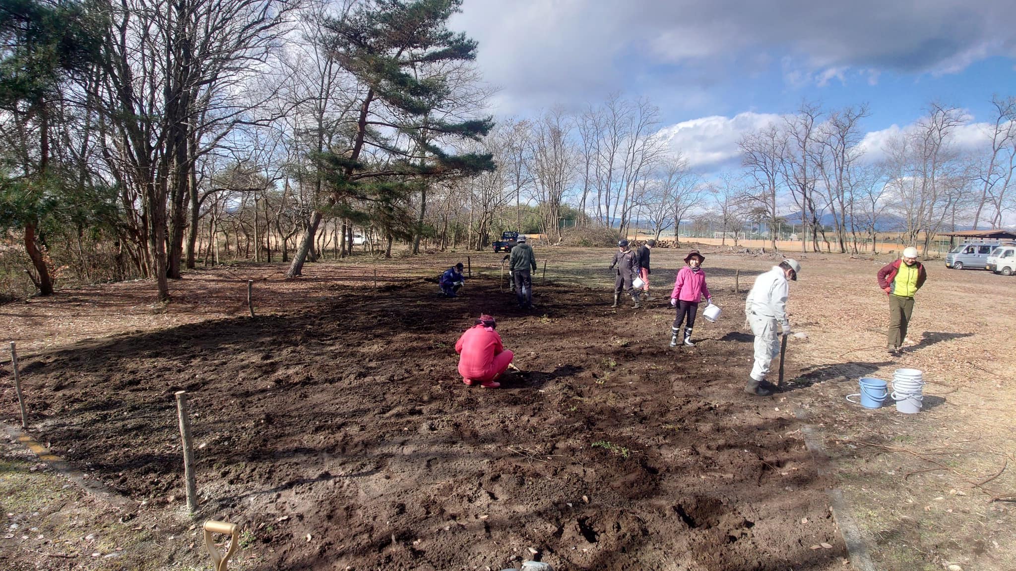 旧キャンプファイヤー場をミヤコグサの保全地へ
