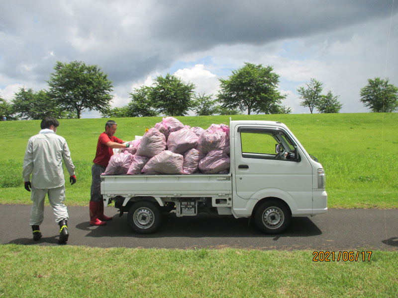 軽トラックに山盛り